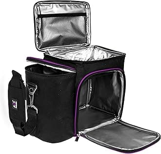 A2S Protection Large Meal Prep Lunch Box - Insulated Lunch Box For Women or Men - Perfect For Multiple Containers/Meals - Keep Food Cool and Organized - Black/Purple