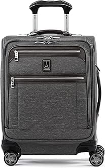 Travelpro Platinum Elite Softside Expandable Carry on Luggage, 8 Wheel Spinner Suitcase, USB Port, Men and Women, International, Vintage Grey, Carry On 19-Inch