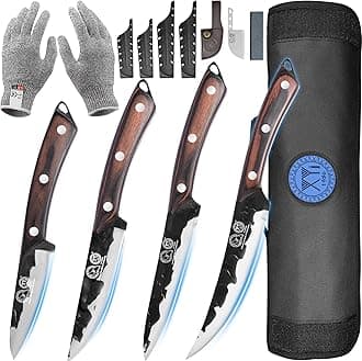 XYJProfessional Kitchen Knife Set with High-Carbon Steel Forged Blades, Chef's Knife, Cleaver, Carving Knife, Nakiri, Full Tang Design, Includes Carrying Bag & Poultry Scissors