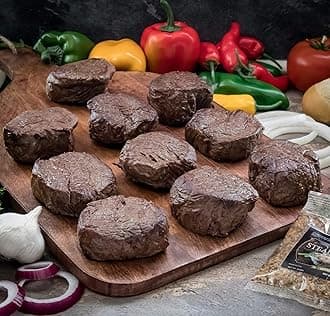 Chicago Steak Company - Butcher's Choice Gift Box 10 (6 oz.) Filet Mignons - Set of 10 Wet Aged Filet Mignon Beef Cut Gift Set with 1 Pack Steak Seasoning - Juicy Filet Mignons Perfect as Home-made Grilled Steak