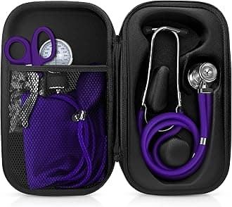 ASA TECHMED Medical Starter Kit – Stethoscope, Durable Blood Pressure Monitor, EMT Shears & Protective Carrying Case – Ideal for Healthcare Students & Professionals, Purple