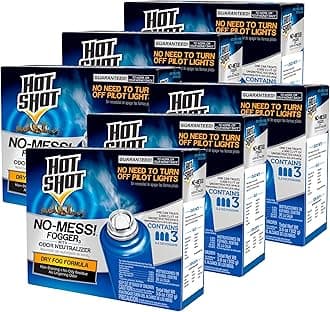 Hot Shot No-Mess! Fogger With Odor Neutralizer 3 Count-1.2 Ounce Cans, Kills Hidden Bugs, No Need To Turn Off Pilot Lights, 6 Pack