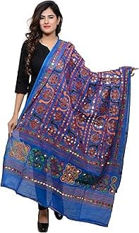 Banjara India Women's Embroidered Kutchwork Cotton Dupatta Bharchak VIP