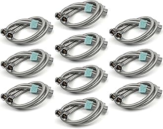 10 Pairs of 1/2" x 1/2" (Female to Female) BSP (600mm) Kitchen Basin Monobloc Mixer Tap Connector Flexible Hose Pipes Tail