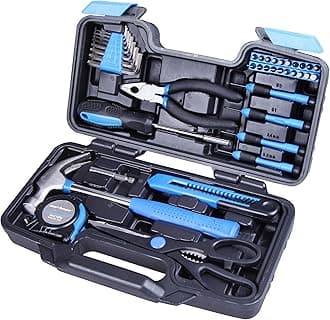 Cartman Blue 39Piece Cutting Plier Tool Set General Household Hand Tool Kit with Plastic Toolbox Storage Case