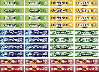 Wrigley's Chewing Gum Assortment 40 Packs - 8 of Each (5 Flavors) Doublemint, Spearmint, Juicy Fruit, Big Red, Winterfresh Bulk