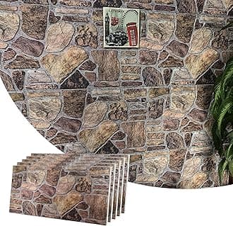 Dundee Deco 3D Wall Panels - Cladding, Shades of Brown Grey Stone Look Wall Paneling, Styrofoam Facing for Interior and Exterior Applications, DIY, Set of 5, Covers 27 sq ft
