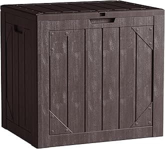 Outdoor Storage Deck Box Waterproof,30 Gallon Lockable Patio Package Delivery Bin as Seat, Resin Storage Container Bench for Furniture Cushions, Pool Accessories, Garden Tools, Brown