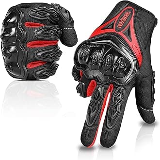 Motorcycle Gloves Full Finger Durable for Road Racing Bike Summer Spring Powersports Support Touch Screen red-L