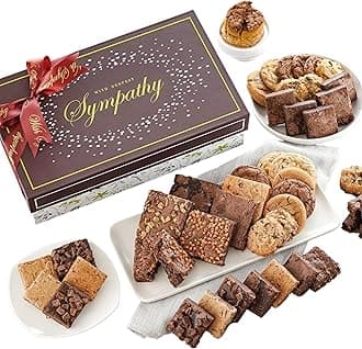 Broadway Basketeers Deluxe Condolence Sympathy Gift Baskets, Fresh Baked Assorted Brownies & Cookies Gift Box, Individually Wrapped Desserts Care Package for Loss of a Loved One, Bereavement