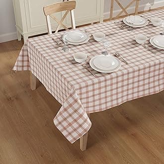 Casa De Lan Rectangle Table Cloth - Table Cover - Cotton Mitered Stitched - Checks Table Covers for Kitchen Dining, Wedding, Decorations, & Parties - 60x104 in - Rose Plaid