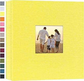 potricher Small Photo Album 4x6 200 Photos Linen Cover Picture Photo Book for Family Wedding Anniversary Baby Vacation (Yellow,200 Pockets)