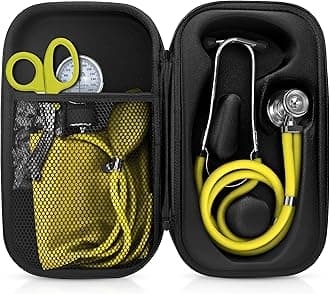 Medical Starter Kit – Stethoscope, Durable Blood Pressure Monitor, EMT Shears & Protective Carrying Case – Ideal for Healthcare Students & Professionals, Yellow