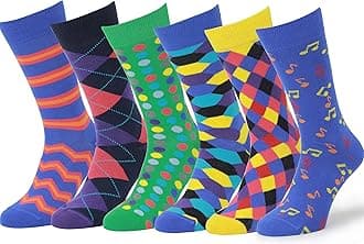 Easton Marlowe 6 Pack Colorful Cotton Fun Bright Patterned Socks, European Made, Men's Women's
