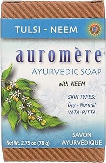 Auromere Ayurvedic Bar Soap, Tulsi Neem - Eco Friendly, Handmade, Vegan, Cruelty Free, Natural, Non GMO (2.75 oz), 1 pack