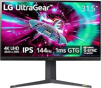 LG 32" Ultragear 4K UHD (3840x2160) Gaming Monitor, 144Hz, 1ms, VESA DisplayHDR 400, G-SYNC and AMD FreeSync Premium, HDMI 2.1, DisplayPort, 4-Pole HP Out DTS HP:X, Tilt/Height/Pivot Stand, Black