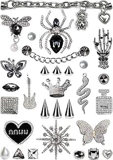 - Chic Bling Shoe Charms Gold and Sliver Designer Jewels Pretty Cute Chains Decorations Accessories for Women Girl Adults