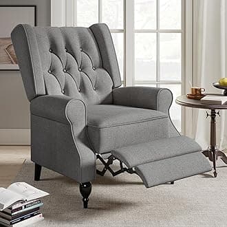 Jocisland Wingback Recliner Chairs for Adults - Push Back High Back Accent Chair Tufted Recliner for Living Room Bedroom (Dark Gray)