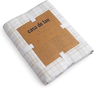 Casa De Lan Taupe 100% Ring Spun Cotton Dobby Checks Tablecloth Mitered Stitched | for Kitchen Dining | Decoration | Parties | Weddings | (Rectangle, 60"X84")