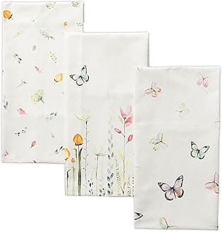 Maison d' Hermine Kitchen Towels Set of 3 100% Cotton 27.50" x 20" Reusable Cloth Tea Dish Towels Absorbent with Hanging Loop for Kitchen Easter Decorations Spring/Summer (Botanical Fresh)