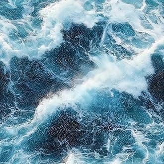 10PCS 12x12 Inch Ocean Wave Print Peel and Stick Floor Tiles Removable Self Adhesive Vinyl Flooring Stickers for Bathroom Balcony Beach Theme Decor