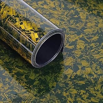Lypumso Forged Carbon Fiber Vinyl Wrap, Gloss Crushed Stone Car Wrap Vinyl Film Easy Installation with Air Release Technology Auto Car Sticker Decal Sheet (Gold, 1ft x 10ft)