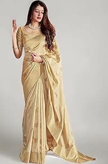 Women's Kanjivaram Pure Soft Silk Saree For Women Pure Golden Zari With Blouse Piece