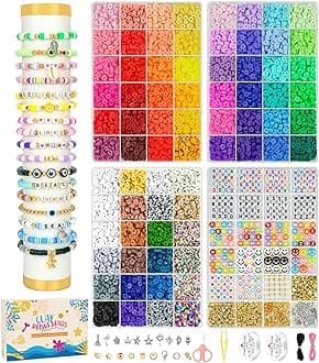 15000 Pcs Clay Beads Bracelet Making Kit, 4 Boxes 72 Colors Friendship Clay Beads Bracelet Kit with Charms Kit for Jewelry Making, DIY Arts and Crafts Gifts for Kids and Adults
