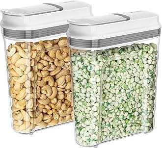 MR.SIGA 2 Pack Airtight Cereal Dispenser Set, Cereal Containers Storage Dispenser, BPA Free, 1.6 L / 54oz, Large, White
