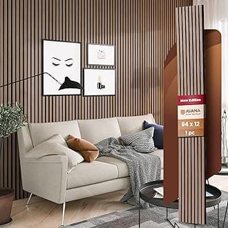 Avana Modern Acoustic Wood Wall Panels – 94.4 X 12.6 Inch Smoke Oak Acoustic Panels Set Of 1 – Wall Panels For Interior Wall Decor For Homes, Offices, Studios – Sturdy And Durable Wood Panels For Wall