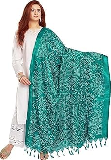 RANI SAAHIBAWomen's Khadi Art Silk Printed Dupatta (SKRDD2412_Rama)