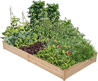 8×4ft Wooden Horticulture Raised Garden Bed Divisible Elevated Planting Planter Box for Flowers/Vegetables/Herbs in Backyard/Patio Outdoor, Natural Wood, 93 x 48 x 10in