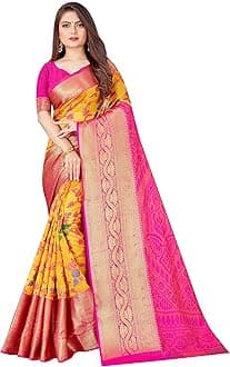 SWORNOF Women's kanjivaram banarasi silk saree for festival Wedding silk with rich pallu Design sarees for women with Unstitched blouse piece