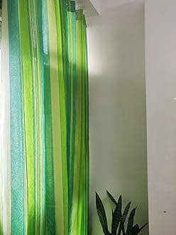 RANGBHAR Handloom Cotton Semi Sheer Curtains For Door, Cotton Semi Sheer Curtains 7 Feet Long Set Of 2 With Eyelets, (Green, Door-7 Feet X 4 Feet)