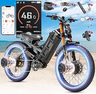 Romeo Pro 2/3 34-50Mph Electric Bike for Adults, 1600/2500/4000/5600W Dual Motor Ebike 48-60V 60-80Ah Battery 100-235 Mile Long Range, 26*4.0"/20*4.5" Fat Tire, Full Suspension, All Terrain