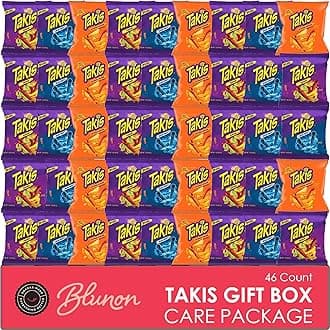 Takis Variety Pack Fuego, Blue Heat, and Intense Nacho Tortilla Chips - Fiery Spicy Snack Bag Care Package - Bulk Assortment Christmas Gift - Sampler Care Package Gift Box (46 pack)