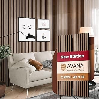 Avana Acoustic Wood Wall Panels – 47.2 X 12.6 Smoke Oak Acoustic Panels Set Of 2 – Modern Wall Panels For Interior Wall Decor For Homes, Offices, Studios – Sturdy And Durable Wood Panels For Wall