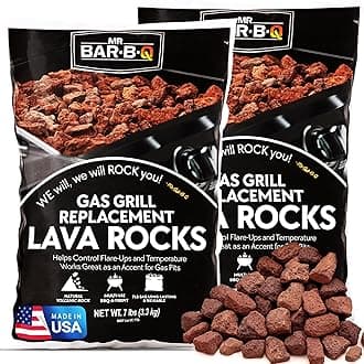 7lb Natural Volcanic Lava Rocks for Gas Fire Pit & Grill – Stones for Indoor/Outdoor Propane Fireplaces – Even Heat Distribution, Reduces Flare Ups Lava Rock by FryOilSaver Co. (Pack of 2)