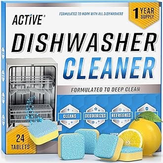 Dishwasher Cleaner And Deodorizer Tablets - 24 Pack Deep Cleaning Descaler Pods for Dish Washer Machine, Heavy Duty, Septic Safe, Natural Limescale Remover, Calcium, Odor, Smell - 12 Month Supply