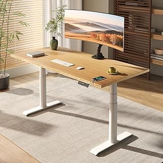 - FLEXISPOT E6 Pro Oval Leg Dual Motor 3 Stages Bamboo Electric Standing Desk 72x30 Inch Whole-Piece Board Height Adjustable Electric Sit Stand Up Desk(White Frame + Bamboo Desktop)