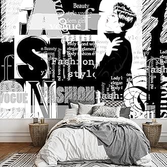 wall26 - Vintage Fashion Background. Letters, Words and Stylish Girl - Removable Wall Mural | Self-Adhesive Large Wallpaper - 100x144 inches