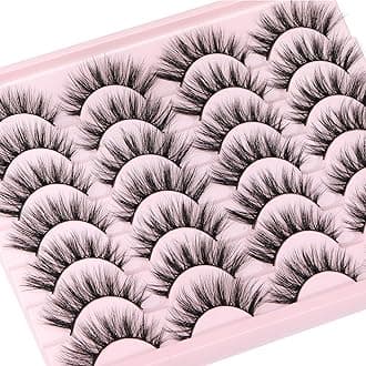 Newcally Eyelashes False Lashes Wispy Fluffy Fake Eyelashes Natural Look 3D Volume Eye Lashes Pack Cat Eye Strip Reusable False Lashes 14 Pairs