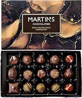 Martin's Chocolatier Dark & Delicious Collection | Premium Chocolate Gift for Him or Her | 15 Belgian Chocolates in 14 Assorted Flavours | Present for Birthdays, Anniversary, Christmas