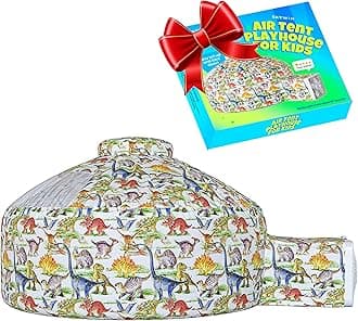 Skywin Inflatable Air Tent for Kids (77” x 50”), Perfect for Social or Solo Imaginative Play, Blow Up Tent, Sets Up and Stores Away in Seconds, Toddler Playhouse (Fan NOT Included) (Dino)