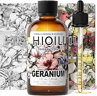 HIQILI Geranium Fragrance Oil for Home Diffuser, Relaxation, Essential Oil for Candle & Soap Making, Long-Lasting Scents, Car Freshies - 1 Fl Oz