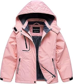CREATMO US Girl's Waterproof Ski Jacket Warm Winter Snow Coat Windproof Snowboarding Rain Jacket