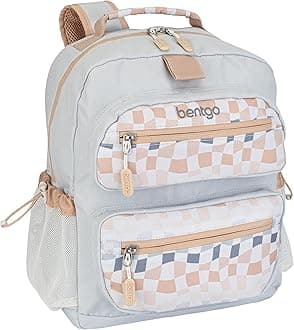 Bentgo Kids Backpack (Whimsy & Wonder Collection) - Lightweight 14’’ for School, Travel & Daycare - Ideal for Kids 4+, Durable & Water-Resistant, Roomy Interior, Loop for Lunch Bag (Checker Gradient)