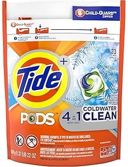 Pods Coldwater Clean Liquid Laundry Detergent Pacs, Fresh Scent, 23Count
