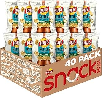 Lay's Kettle Cooked Potato Chips, 40% Less Fat Salt & Vinegar, 1.375 Ounce (Pack of 64)
