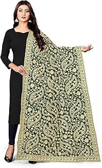 Women's Pure Georgette Embroidered Dupatta- Maroon